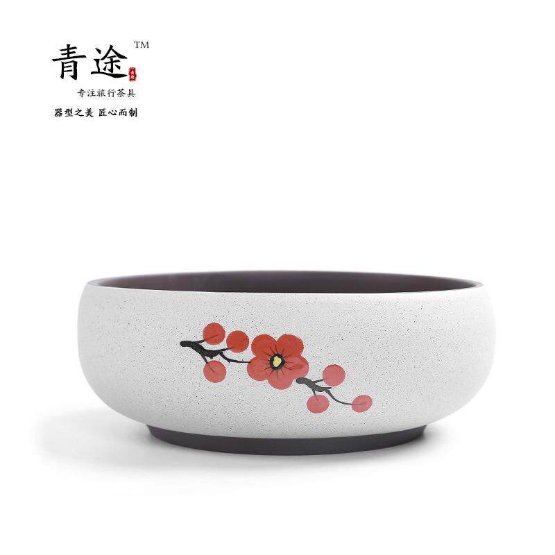 紫砂创意彩砂手绘茶洗杯洗多功能笔洗陶瓷水培花盆水果盆定LOGO