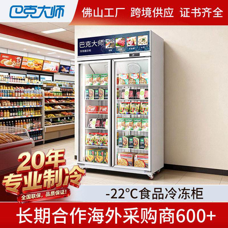 冷冻展示柜商用冷冻柜急冻肉类冻品三门立式冰箱双门展示低温冰柜