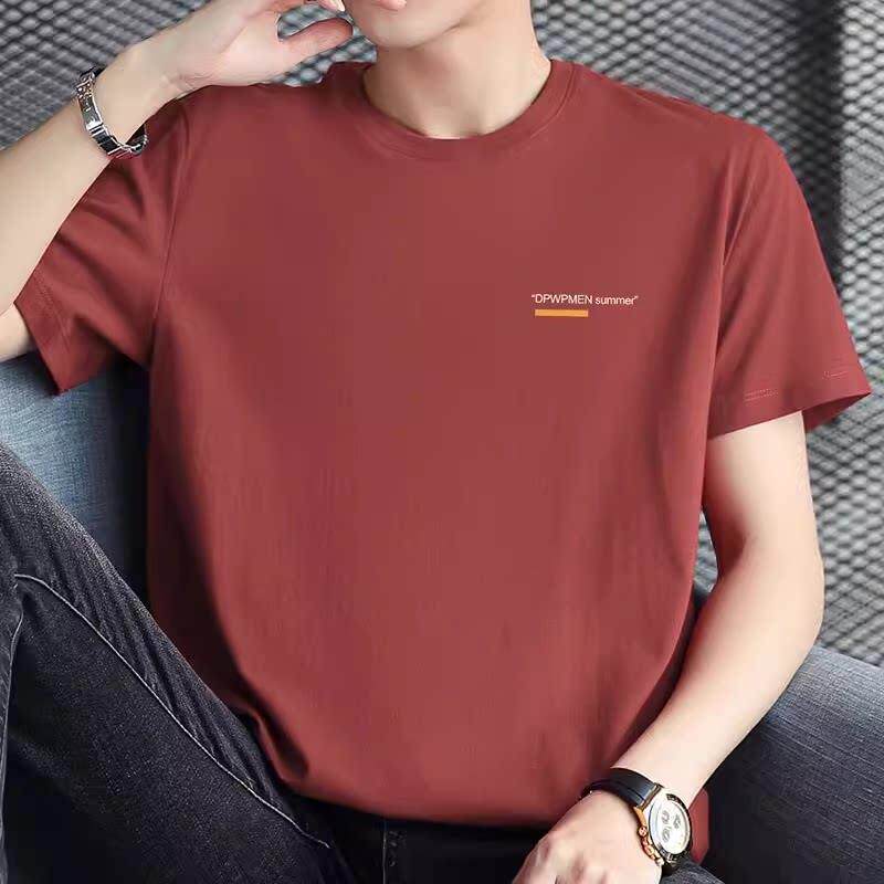 高端纯棉短袖t恤男士2026夏季新款宽松休闲圆领薄款长袖体恤男款