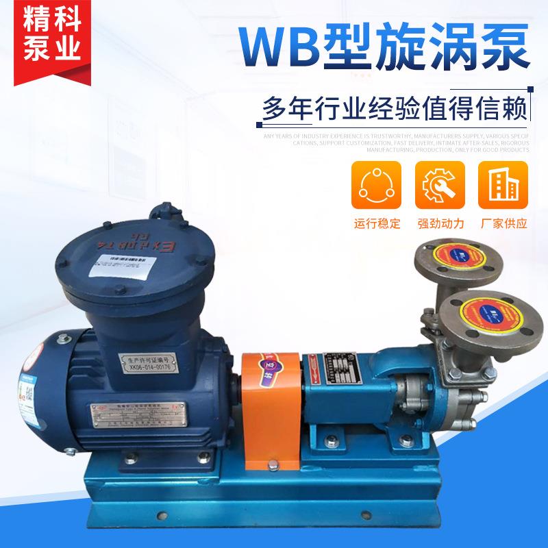 卧式304不锈钢耐腐蚀旋涡泵 WB不锈钢 耐高温旋涡泵 高压冲洗泵