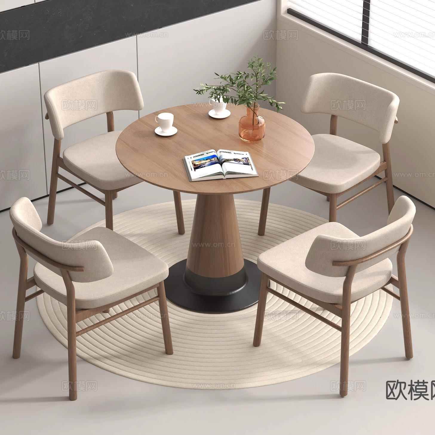 售楼处售楼部接待椅新中式实木餐椅酒店会所洽谈桌椅组合一桌四椅