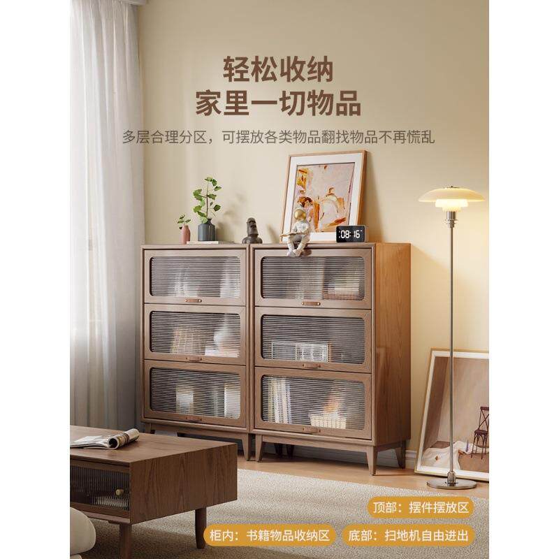 矮柜柜落AMZ地带矮门书柜客厅楼梯间收纳组合展柜杂志柜示柜实木