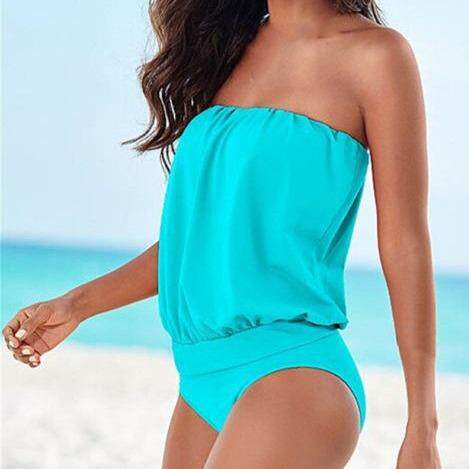 Multi size strapless off shoulder one-piece swimsuit,