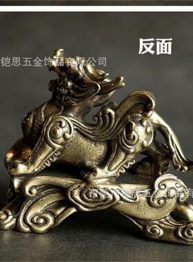实心纯黄铜办公桌面一对貔貅小摆件古铜茶宠饰品工艺品礼品手把件