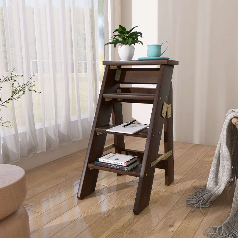 实木折叠人字梯加厚折叠移动木梯单侧木梯折叠梯家用梯子室内木梯