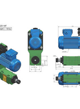镗铣动力头带电机铣槽镗孔切削小型铣床铣刀动力头多功能高效