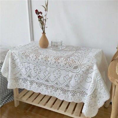 Fashion White Lace Tablecloth Cabinet Cover Tassel