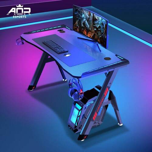 AOR傲龙电竞桌台式电脑桌家用卧室书桌游戏RGB碳纤维竞技桌带灯