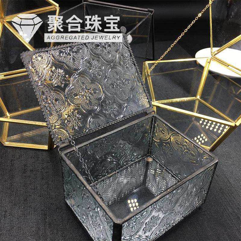 天然消磁石玻璃碗 水晶首饰盒 透明玻璃罩碗几何体摆件星耀