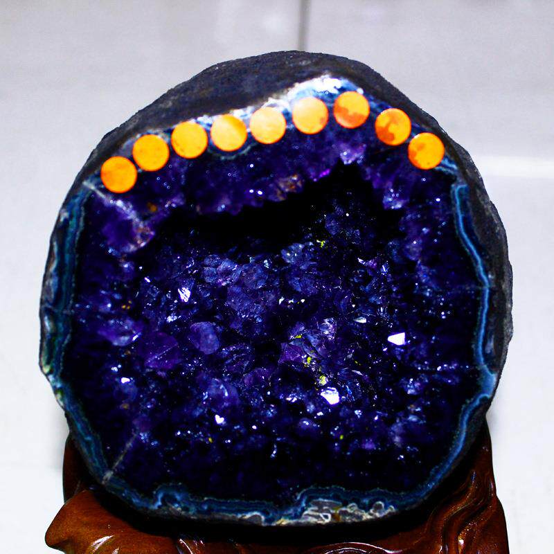 矿宝乌拉圭钱袋子 原石无水泥紫晶洞水晶洞聚宝盆紫晶簇摆件