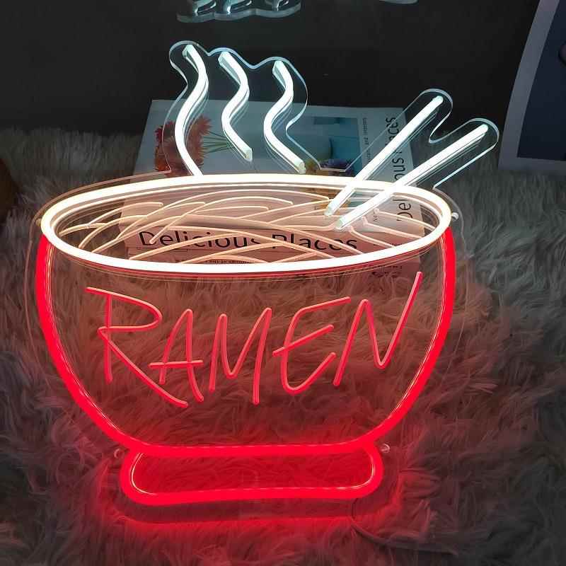 led霓虹创意个性RAEN拉面氛馆招牌发光广告造型灯M围装饰YAG夜灯