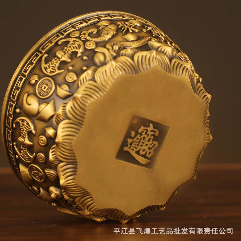 厂家纯黄铜实加重加厚无盖聚财聚宝盆客厅玄关工艺品摆件装饰