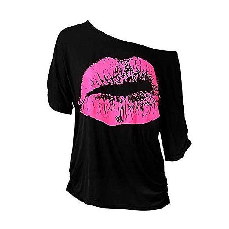 for fashionable off-shoulder Lips summer for slim-fitting
