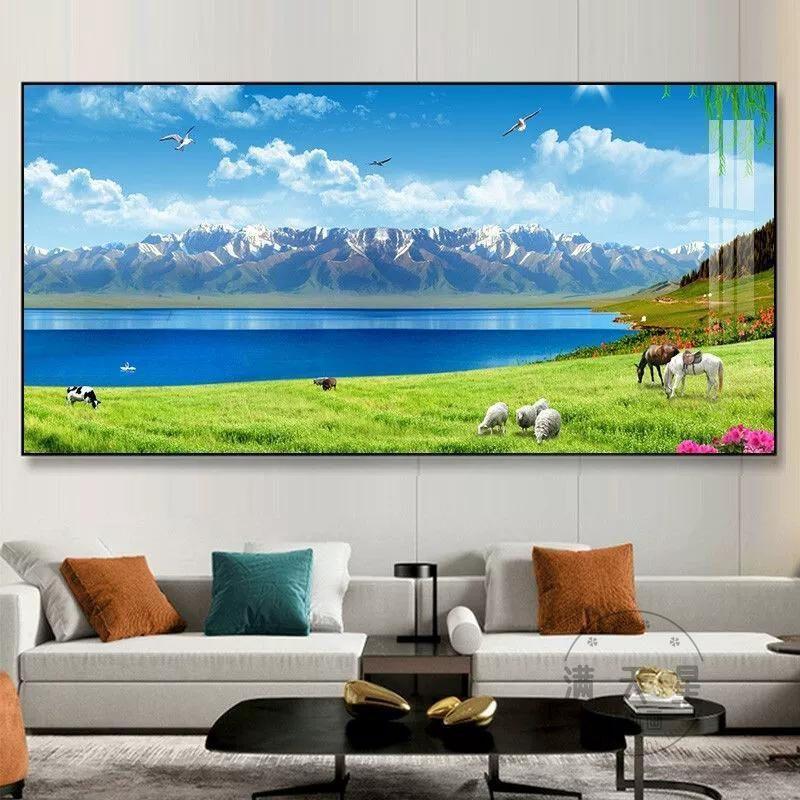 新款简约田园风景客厅装饰画沙发背景墙晶瓷树林卧室餐厅墙壁挂画