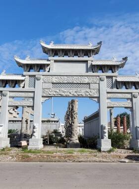 石牌坊牌楼寺庙山门村口门楼设计安装厂家直销