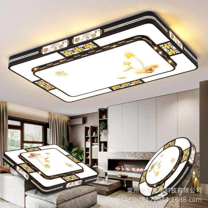 客厅灯led吸顶灯现简约 新中式铁艺卧室灯家用智能遥控房间灯具