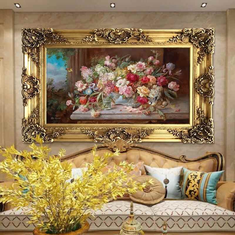 林格印象世界名画墅牡画丹画欧油式复古花卉挂客厅装饰EFB画别酒