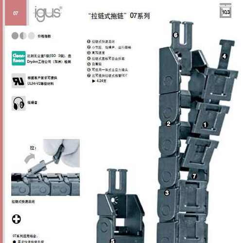 易格斯IGUS拉链式拖链07系列-全封闭拉链式拖管R07系列  快速打开