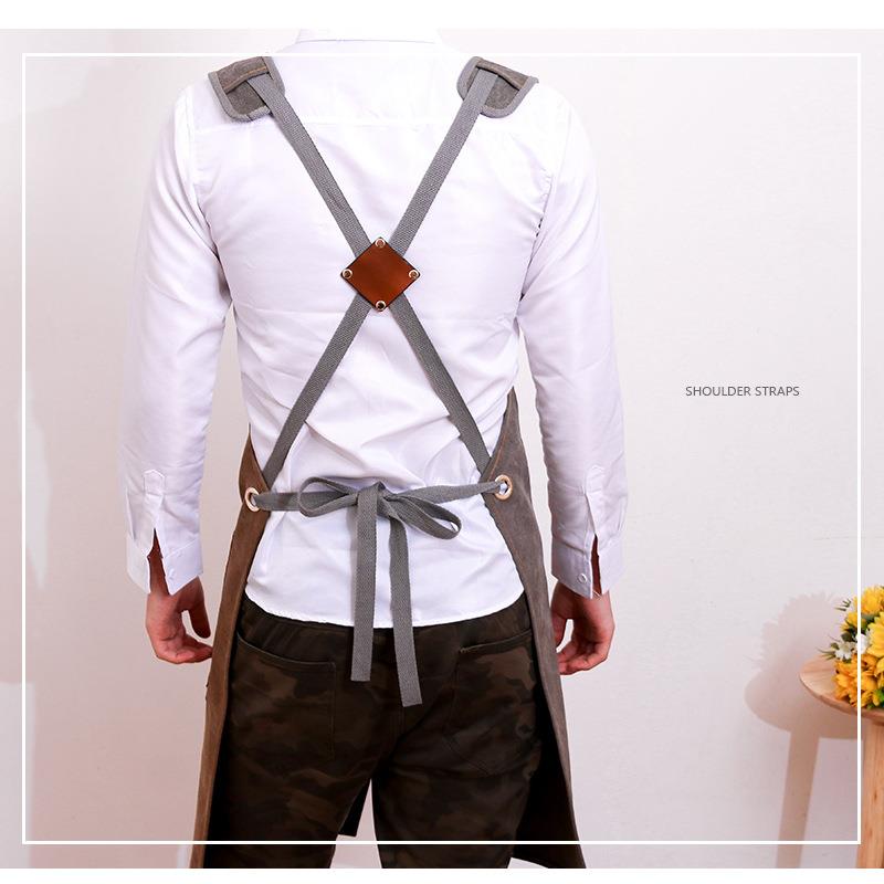 园艺牛仔围裙男户外露营工作服理发师奶茶店服务员女围腰印logo