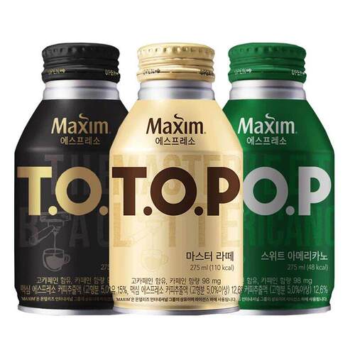 韩国进口TOP麦馨咖啡东西Maxim拿铁/美式黑咖啡275ml铝罐即饮咖啡