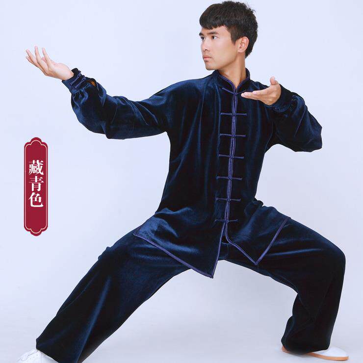 高档小和极山太服男金丝绒秋冬季绒加厚m女南韩绒太极拳服装练功