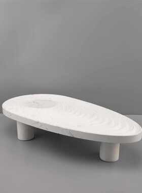 中式圆形饰品果盘书房卧室售楼部托盘新样板房摆件客厅黑色大理石