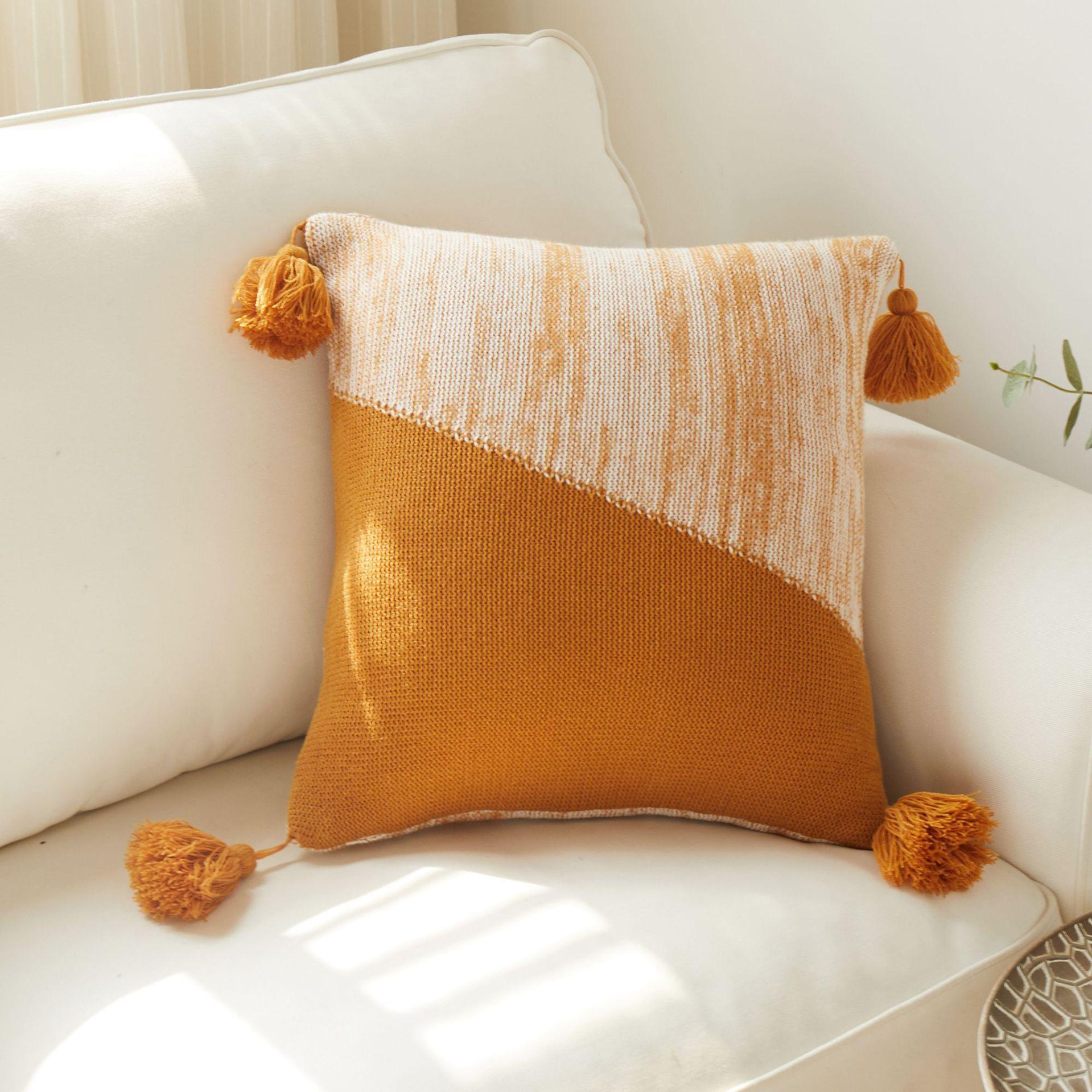 办公室北欧拼接流苏枕套抱枕被