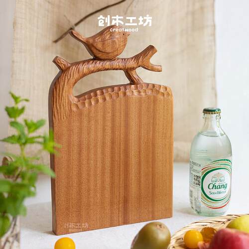 喜上梅梢小鸟砧板/乌檀木实木砧板厨房切菜板水果面 面包牛扒板拍