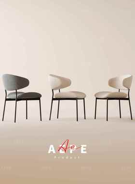 式意极简椅家用27512餐简约设计款师餐厅靠背椅棉麻布艺岛台餐桌