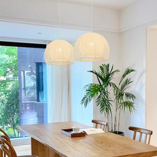 式 麻绳吊灯简日约餐厅室台613床头卧民宿田园手工编织藤编阳东南