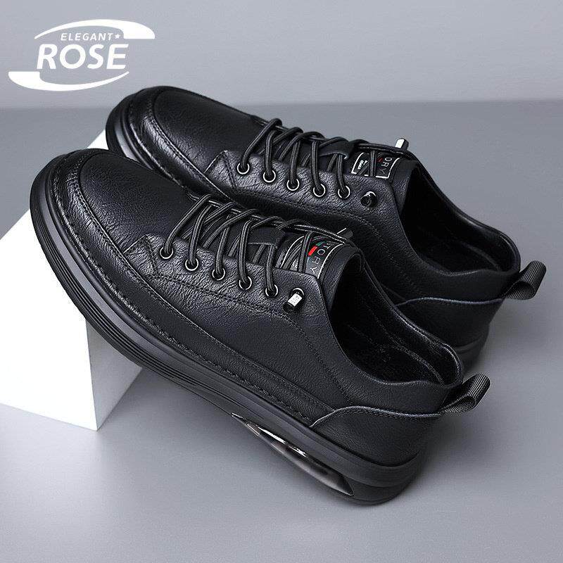 ELEGANT ROSE 男鞋加绒保暖棉鞋大码乐福鞋一脚蹬商务休闲皮鞋男