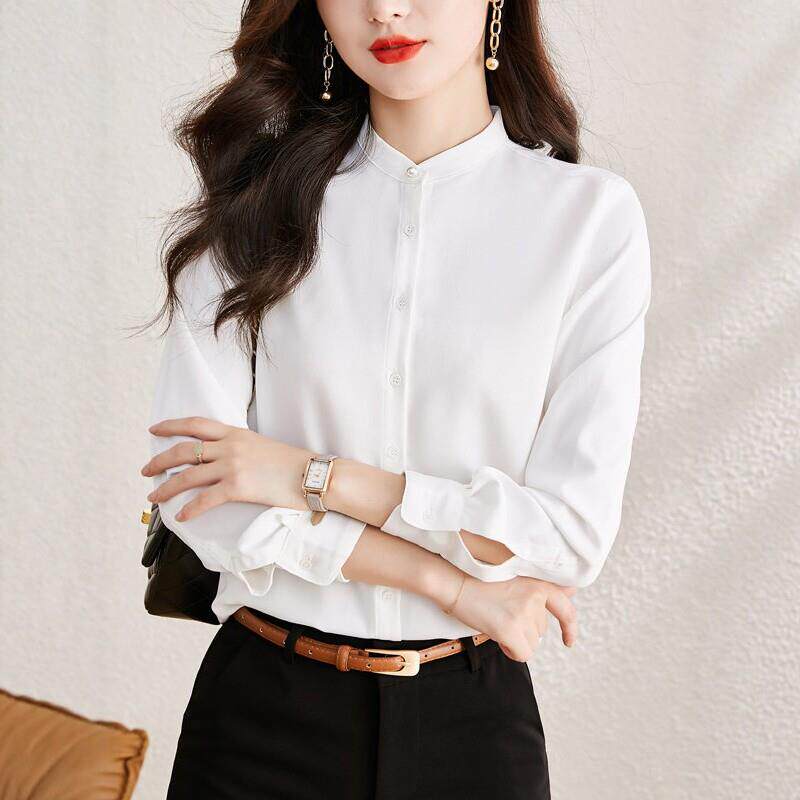 法式立领衬衫女高级感轻奢2026春秋新款洋气衬衣气质女百搭上衣
