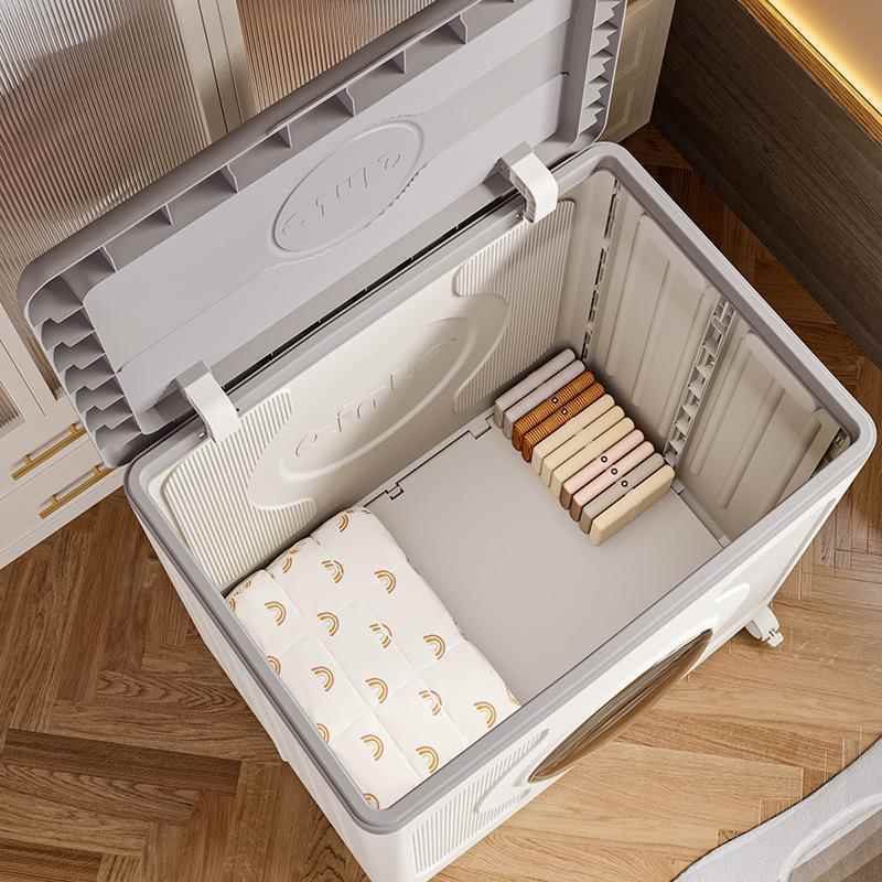 衣服收纳箱家用大容ly8885量翻盖卧整室衣被子理箱可带轮物折叠收