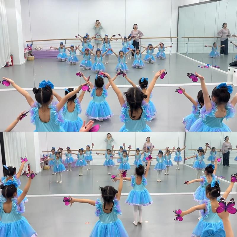 蝴蝶飞呀飞舞蹈演出服手指蝴蝶道具儿童六一幼儿园可爱亮片蓬蓬裙