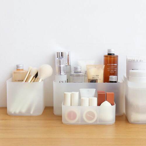 Transparent Frosted Drawer Cosmetic Organizer with Lid, Dust