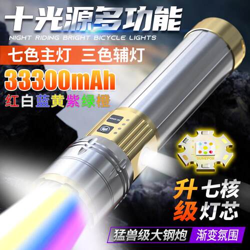 2025年新款苏美浦超亮强光手电筒户外激光炮7色多功能长续航