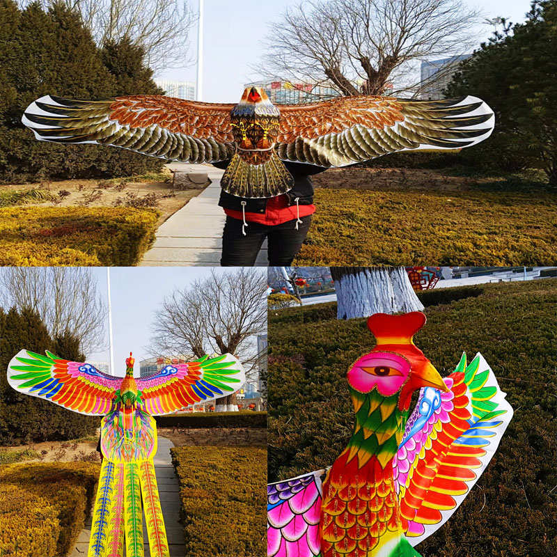 潍坊装饰3D立体老鹰凤凰竹制舞蹈手工风筝观赏布展特色描金包邮