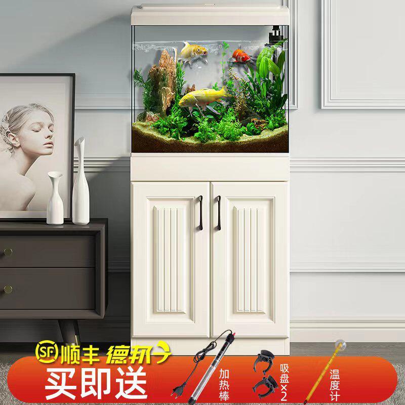 金鱼缸鱼缸轻奢客厅小型一体新款立式造景家用过滤器2025带柜子