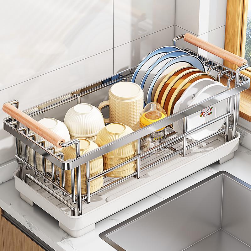 不锈钢碗碟收纳架厨房置物架单层沥水篮碗架放碗筷碗盘沥水架