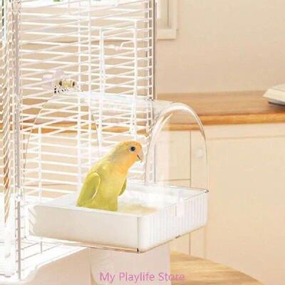 Pet Bird Bath Tub Clear Bath House Parrot Bathtub with