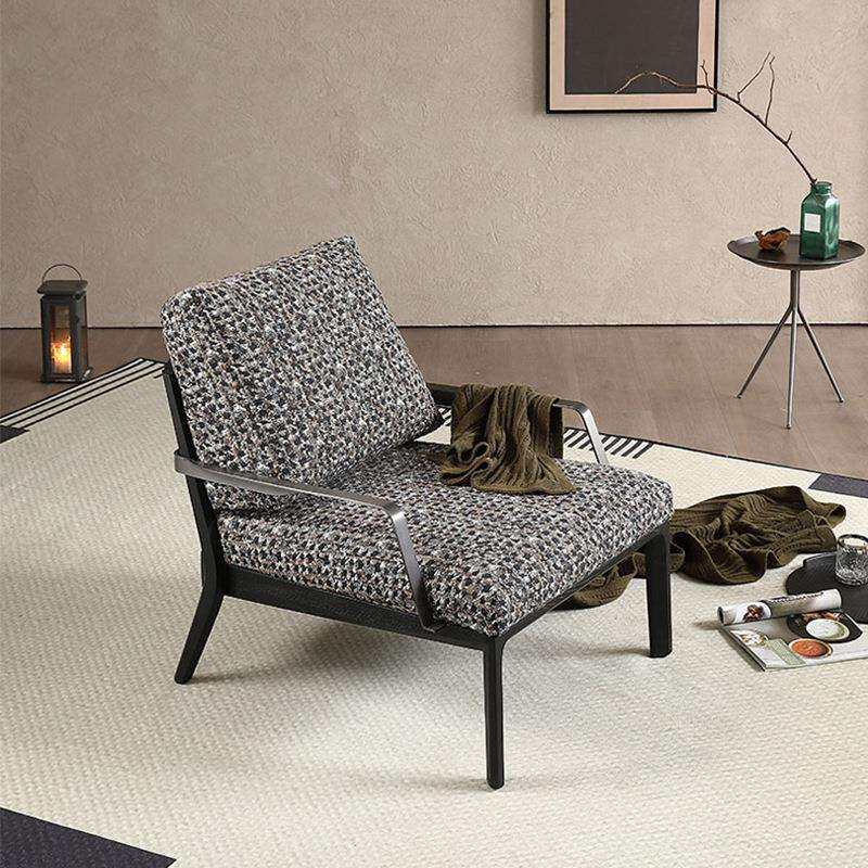 意式单人沙发椅休闲椅设计师客厅现代轻奢极简卧室阳台羽绒实木椅