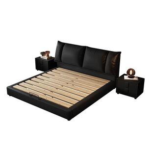 床2026年新款床现代简约1米8双人主卧室实木皮床高端大气主卧婚床