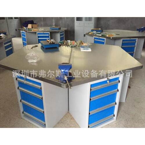 定制六角工作台 六边形钳工操作台 技校实训工作桌四工位承重台