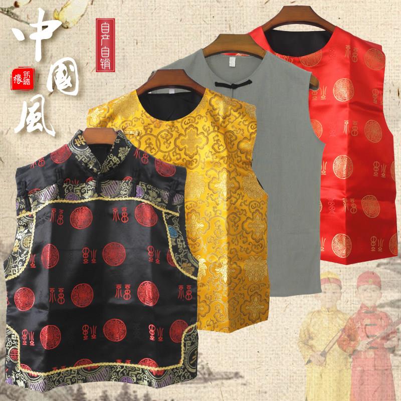 唐装马甲男童汉服中式马褂儿童古代背心盘扣无袖背心演出古装马夹