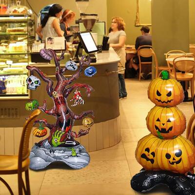 Halloween Inflatable Pumpkin Tree Standing Large Foil Balloo