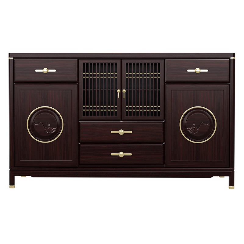 新中梨式花实木餐边饰柜玄关柜客厅木II轻奢茶水柜中式靠墙装储物