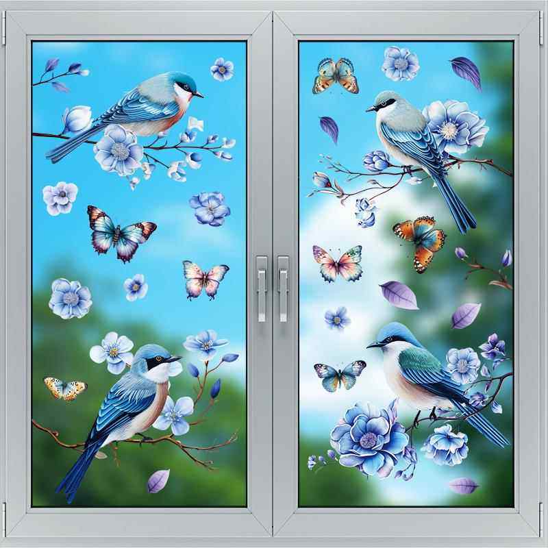 小鸟树枝蝴蝶自粘防水遮污墙贴纸卧室阳台玻璃门客厅衣柜冰箱补洞,家居饰品,软装墙贴,淘宝优惠券,粉丝福利购,淘宝优惠卷