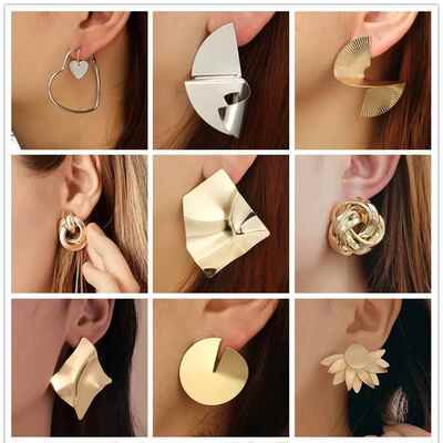 Hiphop Exaggerated Irregular Metal Dangle Earrings Spiral Tw
