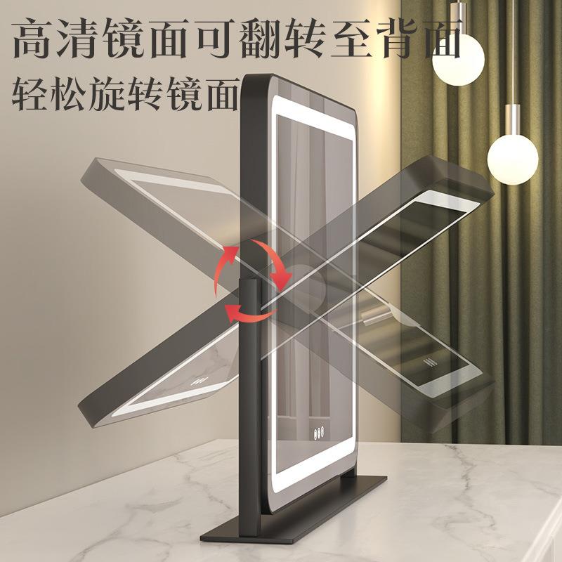 化妆镜带灯台式桌灯面612led智能触控形补光镜卧室方家镜用梳妆台