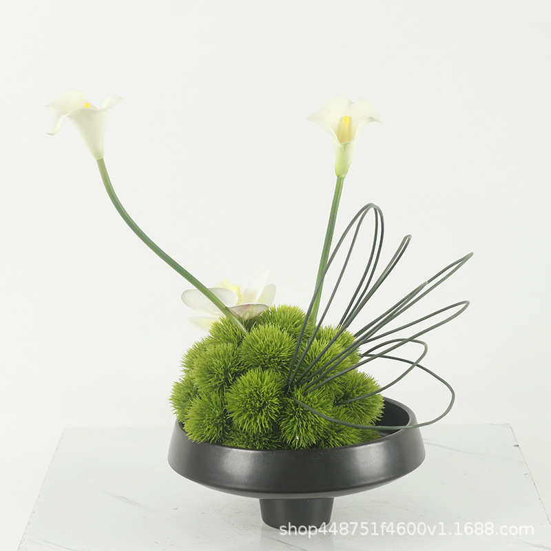 简约新中式仿真绿色刺球装饰品酒店整体花艺摆件样板房软装工艺品